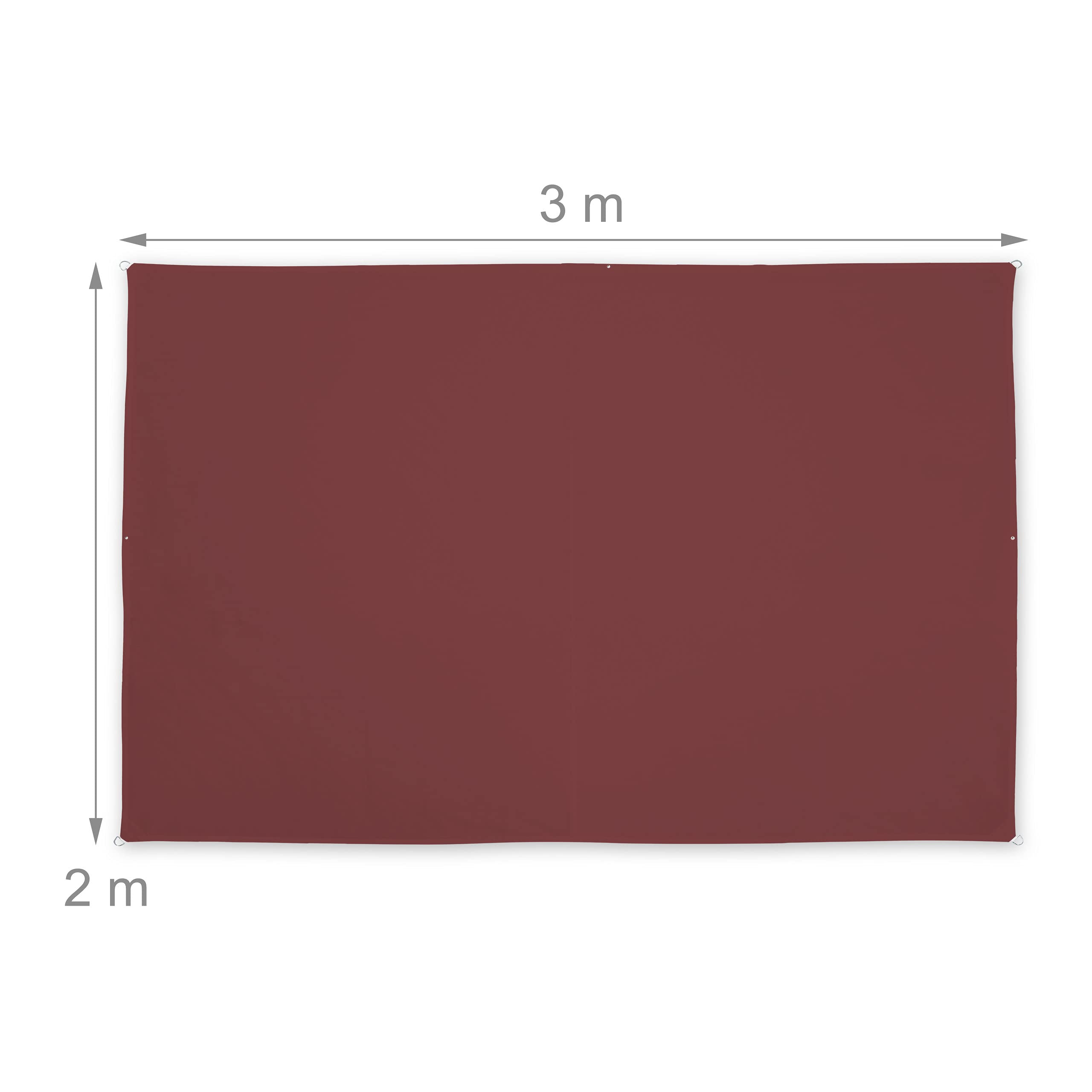Relaxdays Voile d'ombrage Rectangle, 2 x 3 m, Anti-UV, imperméable, Toile Balcon, Camping, terrasse, Jardin, Rouge