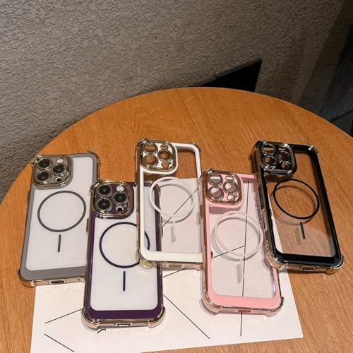Coque magnetique antichoc iPhone 15 Pro electroplate bicolore rose - 7