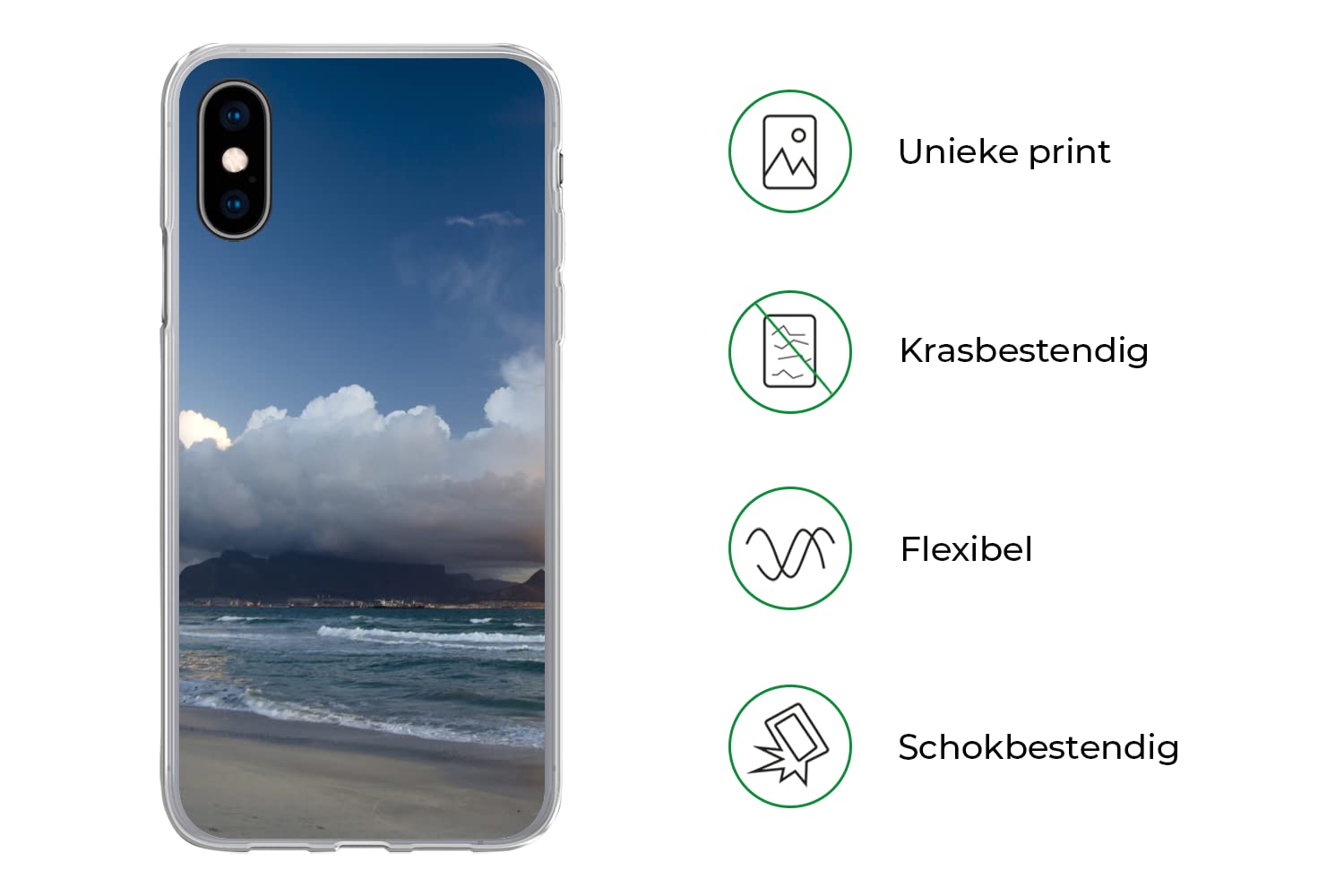 MuchoWow Funda para iPhone X - Impresionantes Colores en el Cielo de la Montaña de la Mesa - Funda de Silicona/Funda Blanda para teléfono móvil