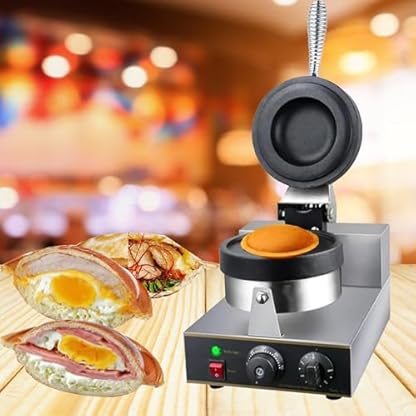 ELIKBH Burger-Maschine, 180°-Drehung, elektrische Waffeleisenmaschine, Eiscreme, 50–300 °C, einstellbare Temperatur, elektrische Waffeleisenmaschine, 1300 W, Haushalts-Hamburgermaschine(A)