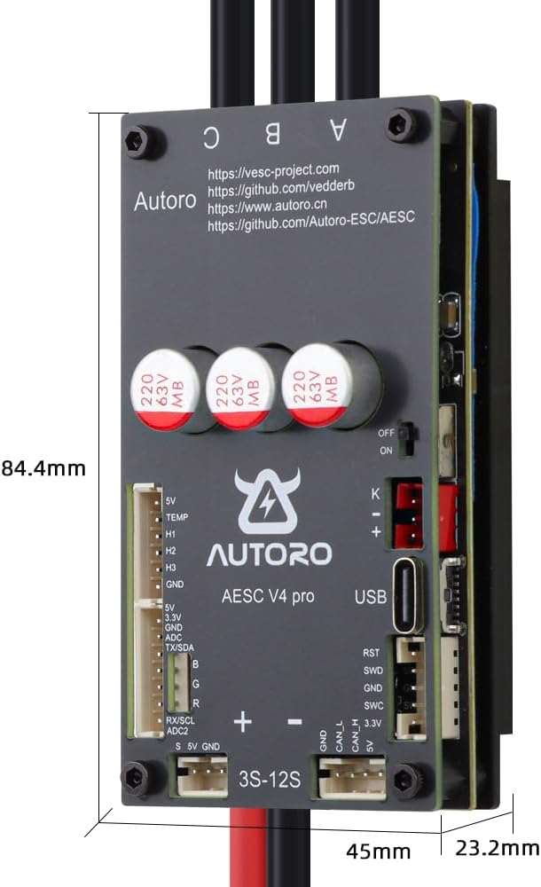 Autoro AESC Pro Single Drive ESC 50V 80A for Skateboard E-Bike Scooter Robots