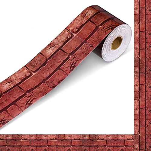 Outus 68 Feet Red Brick Bulletin Board Border Straight Border Trim for Classroom Home Decor