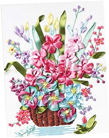 freneci Beginners Silk Ribbon Embroidery Kit 3D Flower Bouquet DIY Work Wedding Gift