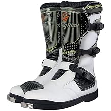 1Storm Mens Motorcycle Motocross Boots MX ATV Dirt Bike Rider Long High Racing White Boots B1007 US 9