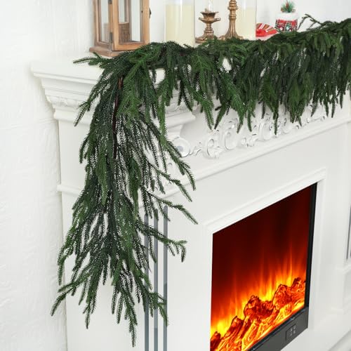 Artgar 9 FtPine Garland - Real Touch Pine Garland - Artificial Greenery Christmas Garlands - Green Cedar Garlands for Mantel Staircase Tabletop Home Indoor Outdoor Winter Christmas Decor