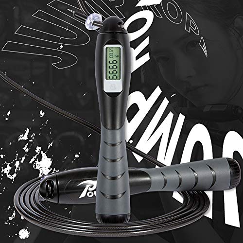 DECDEAL Corda de salto Corda de aço ajustável Corda esportiva ajustável com tela de contra toque e t