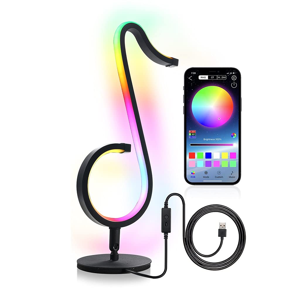 Luce da Tavolo da Gioco RGB Intelligente, Illuminazione Ambientale a LED con Sincronizzazione Audio, Illuminazione D'atmosfera per Decorazioni Artistiche, Controllo App Bluetooth, USB