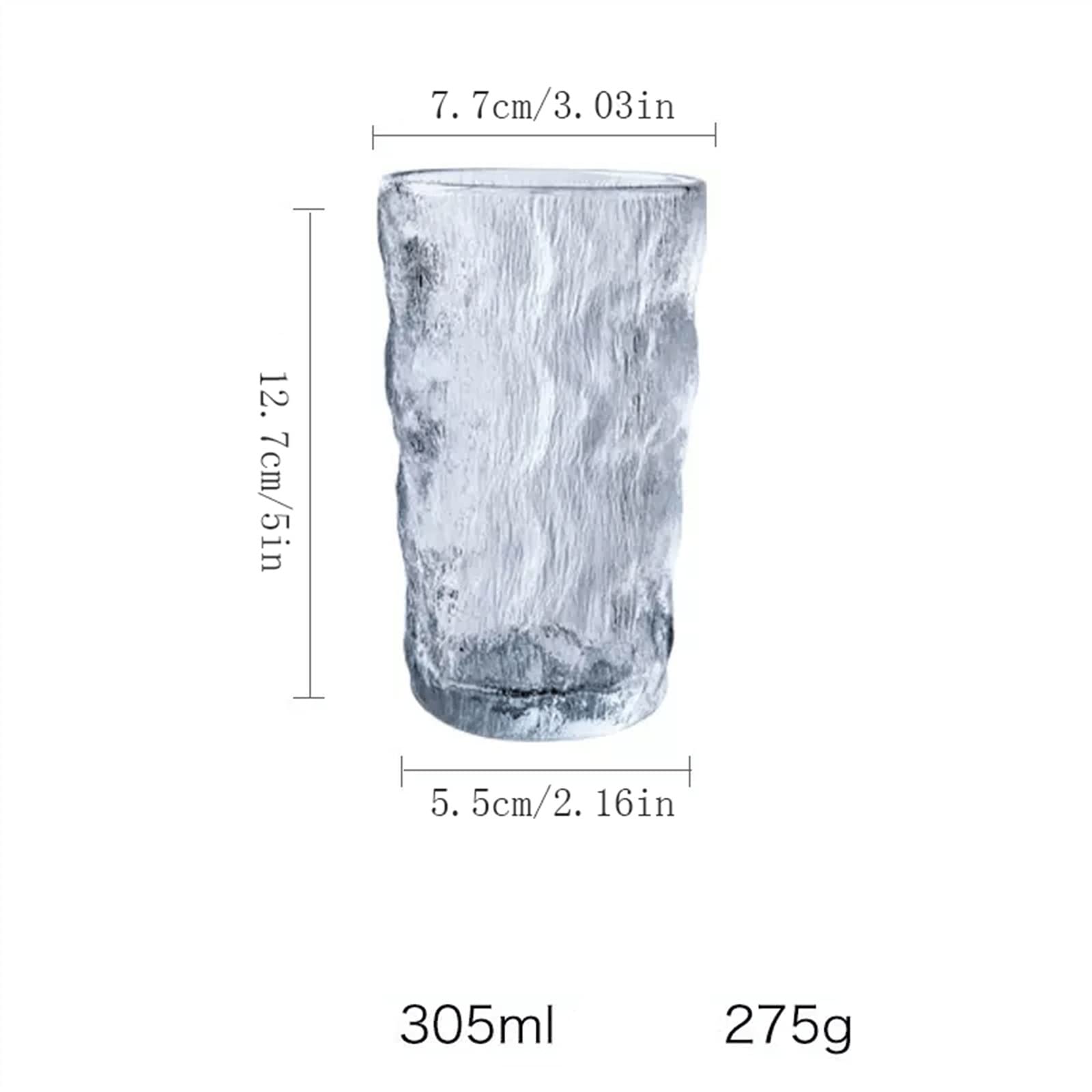 Zestaw 4 szklanych filiżanek do kawy o eleganckim wyglądzie do napoju z whisky wodną 275 ml | L