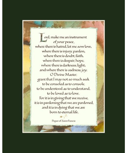 Ink Monkey Press St Francis Prayer - Calligraphy Print - 8x10 Matted - Dark Green