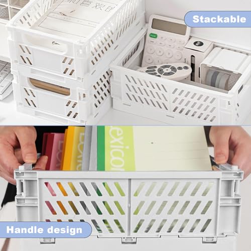 Pmueuff 2 Stücke Klappbox, 25 x 16 x 10cm Aufbewahrungskorb Faltbar Groß Stabil Klappkiste Plastik, Stapelbar Klappkorb Kunststoff Aufbewahrungskorb für Küche Badezimmer Büro Kinderzimmer Schlafzimmer