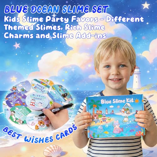 Image of 12 Pack Slimes, Blue Slime Kit, Clear Butter Slimes Cloud Slimes Fluffy DIY Kit for Girls Boys, Slime Party Favors Goodie Bag Easter Basket Stuffers, 4 5 6 7 8 9 10 Year Old Birthday Gift Cute Stuff