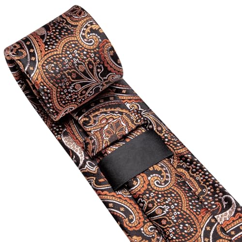 Image of Dubulle Silk Ties Set for Men Formal Paisley Striped Necktie Pocket Square Cufflinks 3PCS Sets Wedding Business Party