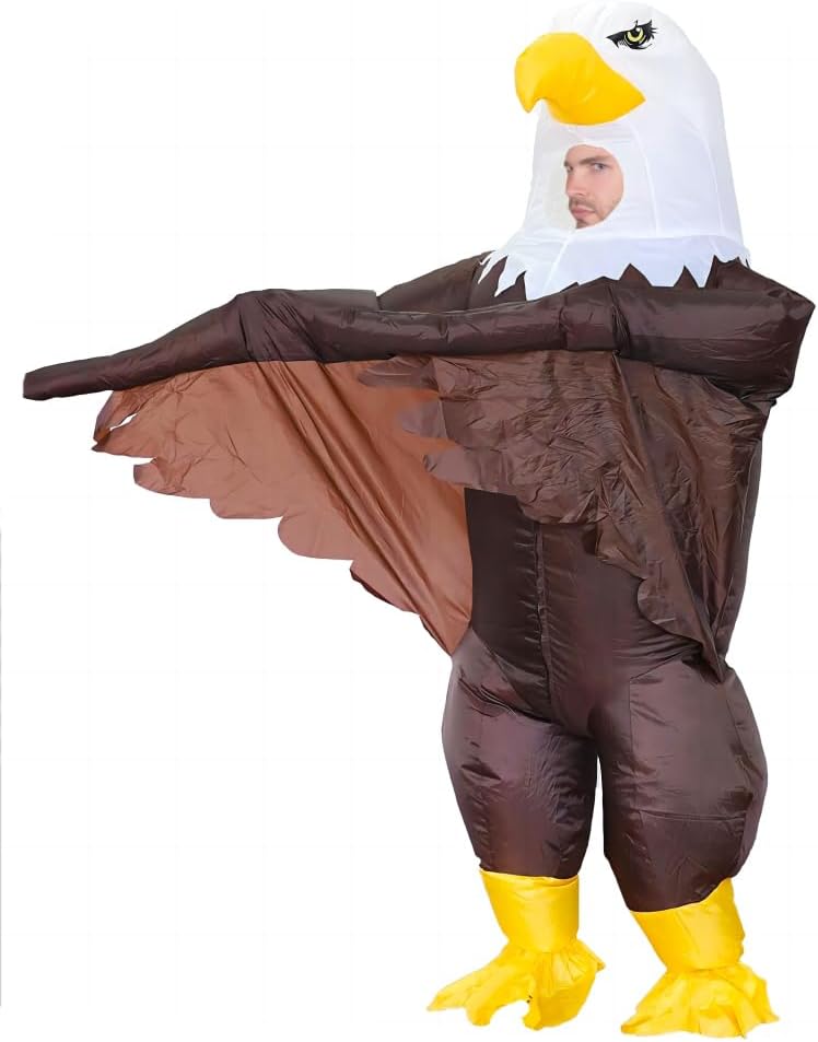 MXoSUM Inflatable Bald Eagle Costume for Adult Blow up Eagle Mascot Costume Outfit Funny Independence Day Parade Patriotic Costume Suit - Image 4