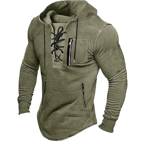 Sudadera con Capucha Hombre con Cremallera Chaqueta sin Mangas Verde XXXL