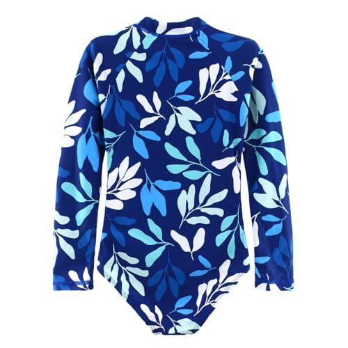 Image of Girls Long Sleeve One Piece Swimsuit Rash Guard Swimwear Zipper Quick Dry Bathing Suits Sun Protection UPF 50+ (Ages 4-12)