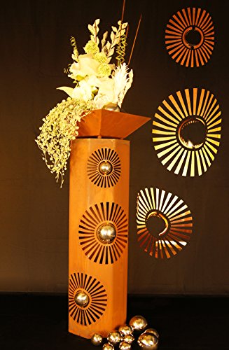 8-Eck Säule Fächer + Schale Classic Edelrost Rost Metall Gartendeko Garten Stele Cover