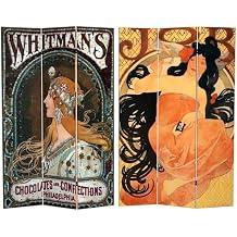 Red Lantern 6 ft. Tall Double Sided Vintage Art Canvas Room Divider, Confections