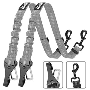 Nasjac Hondengordel, 2 packs vergrendeling bar bevestiging metalen gesp hond autogordels voertuig reis voor kleine middelgrote grote honden elastische veiligheidsgordel Tether