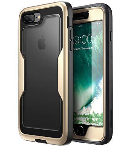 i-Blason Magma Series Case for iPhone 8 Plus 2017/iPhone 7 Plus, Heavy Duty Protection Full Body Bumper Case with Built-in Screen Protector, Includes Removable Beltclip Holster (Gold)