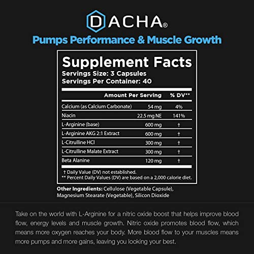 Dacha L-ARGININE AKG, BETA ALANINE, CITRULLINE Premium L Arginine Pills 1920 Mg thumb #3