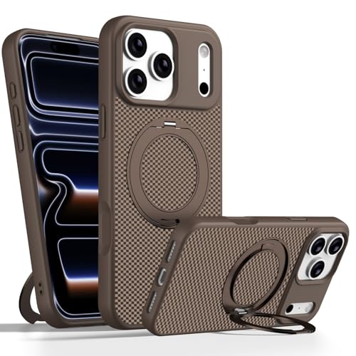 Coque rigide iPhone 16 motif fibre de carbone marron de haute précision