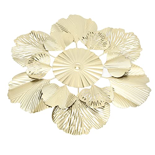Miroir feuille d'abricot en fer forgé doré élégant pour salon
