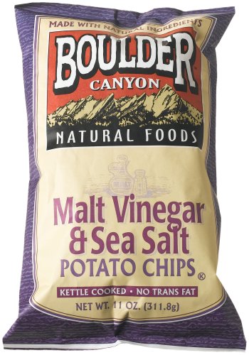 Image of Boulder Canyon Kettle Chips, Malt Vinegar & Sea Salt, 11-Ounce Bags (Pack of 9)