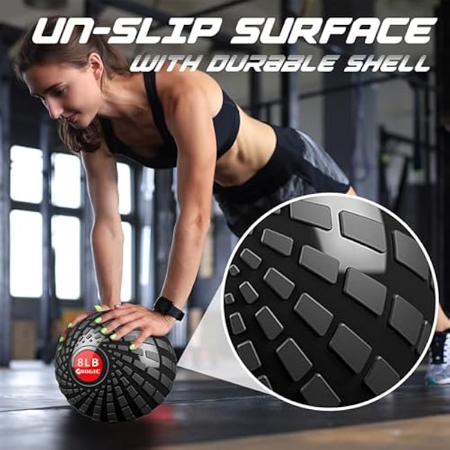 Slam Ball 8 lbs Medicine Ball Weighted Balls for Exercise and Workout, Strength, Cardio, Cross-Training and Core Workouts
