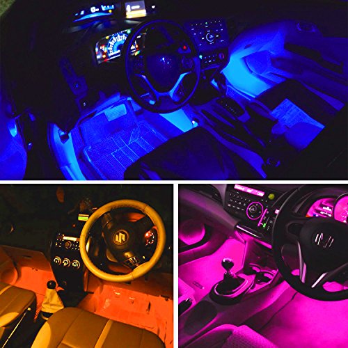 ANSCHE Car Interior Lights, 72 LEDs Under Dash LED 12V RGB Floor Strip Lights Music Changing Wireless RF Remote Control Decorative Atmosphere Ambient Lighting Kits Sound Sensitive,Car Charger Included - Thumbnail 4