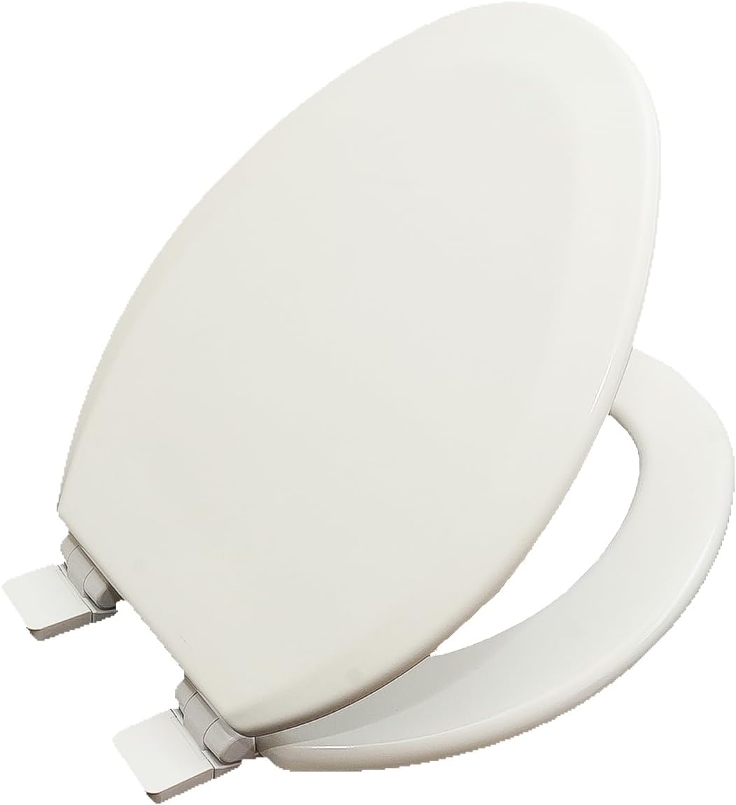 Toilet Seat, Slow Close, Premium Moulded Wood, Quick Release, Elongated, White, PIKLiDS