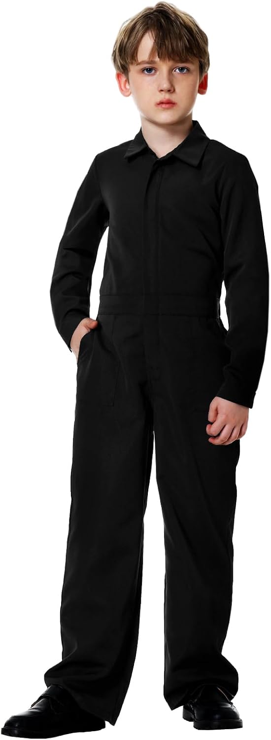 AOBUTE Kids Boys Solid Color Jumpsuit with Pockets 3-14 Y