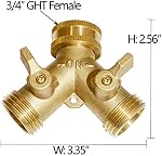 HQMPC Robinet de jardin en laiton pour pelouse de jardin Abreuvoir de tuyau Splitter eau de jardin Adaptateur 2 Voie 3/4" GHT