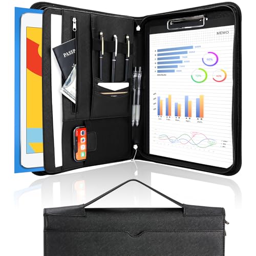 ProCase Porte-documents A4 Homme, Conférencier en Cuir PU avec Poignée, Portfolio A4 pour Réunion/RDV Affaires, Dossier Portable, Porte Bloc-notes, Portefeuille...
