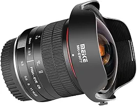 Lente Fotográfica MK-8mm f/3.5 Olho de Peixe Ultra Grande Angular para Nikon F APS-C Foco Manual com Ângulo de 200 Graus e Construção Metálica Resistente para Fotografia de Paisagem e Arquitetura