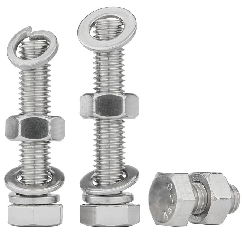 SS304 Acciaio Inox Bulloni Esagonali Tappo Viti a Testa con Dadi Esagonali Rondelle a Molla Piatta (50,M8 x 12mm)