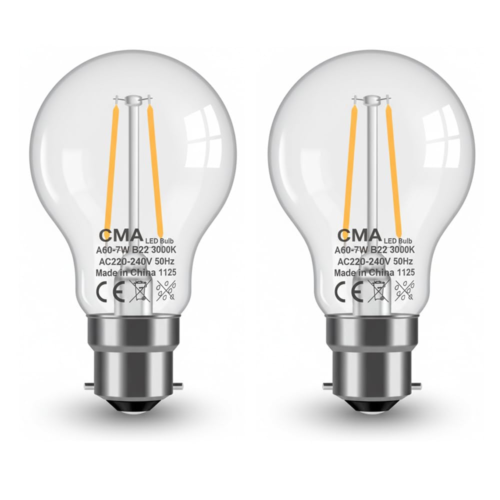 CMA-LED Filament Light Bulb, B22 Base, 7W, 3000K Warm White, LED, Pack of 2 — image 1