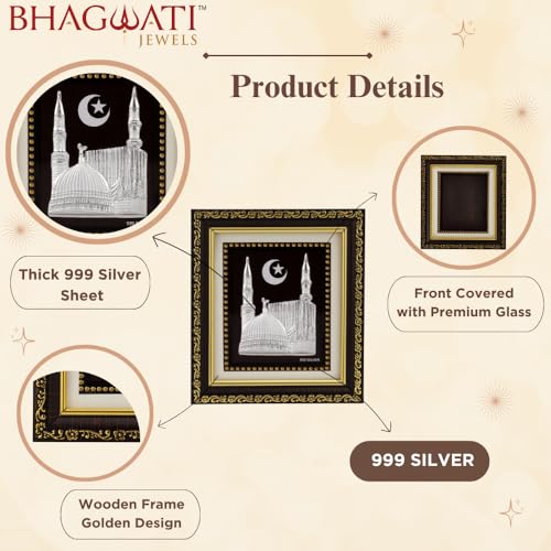 Image of 999Pure Silver Madina Photo Frame for Home & Office | Premium Silver | Frame for Wall Decor | Gifting Item for Festival Gifts | Certificate Included | Tabletop Size 5.5x5 inch
