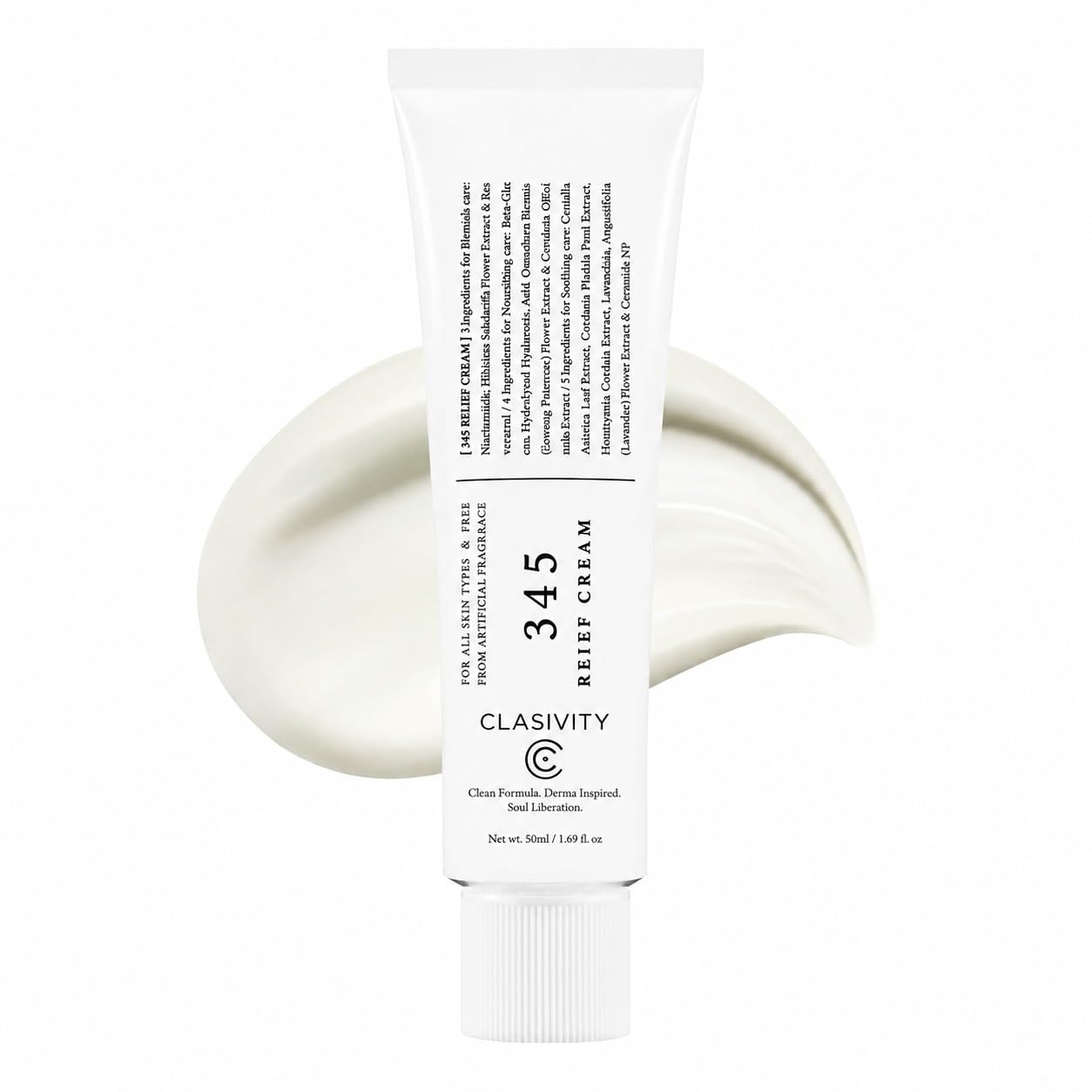 345 Relief Cream | Daily Face Moisturizer for Soothing Recovery and Blemish Care with PDRN & Niacinamide | Korean Vegan Skincare for All Skin Types | 50ml (Pack of 1)-image-1