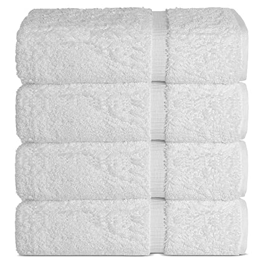 Chakir Turkish Linens | Hotel & Spa Quality 100% Cotton Premium Turkish Towels | Soft & Absorbent (4-Piece Bath Towels, White)