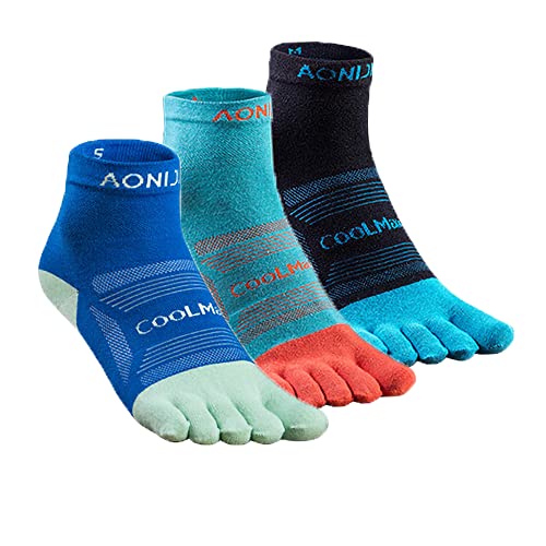 AONIJIE Men Toe Socks Lightweight Coolmax Ankle Socks Five Finger