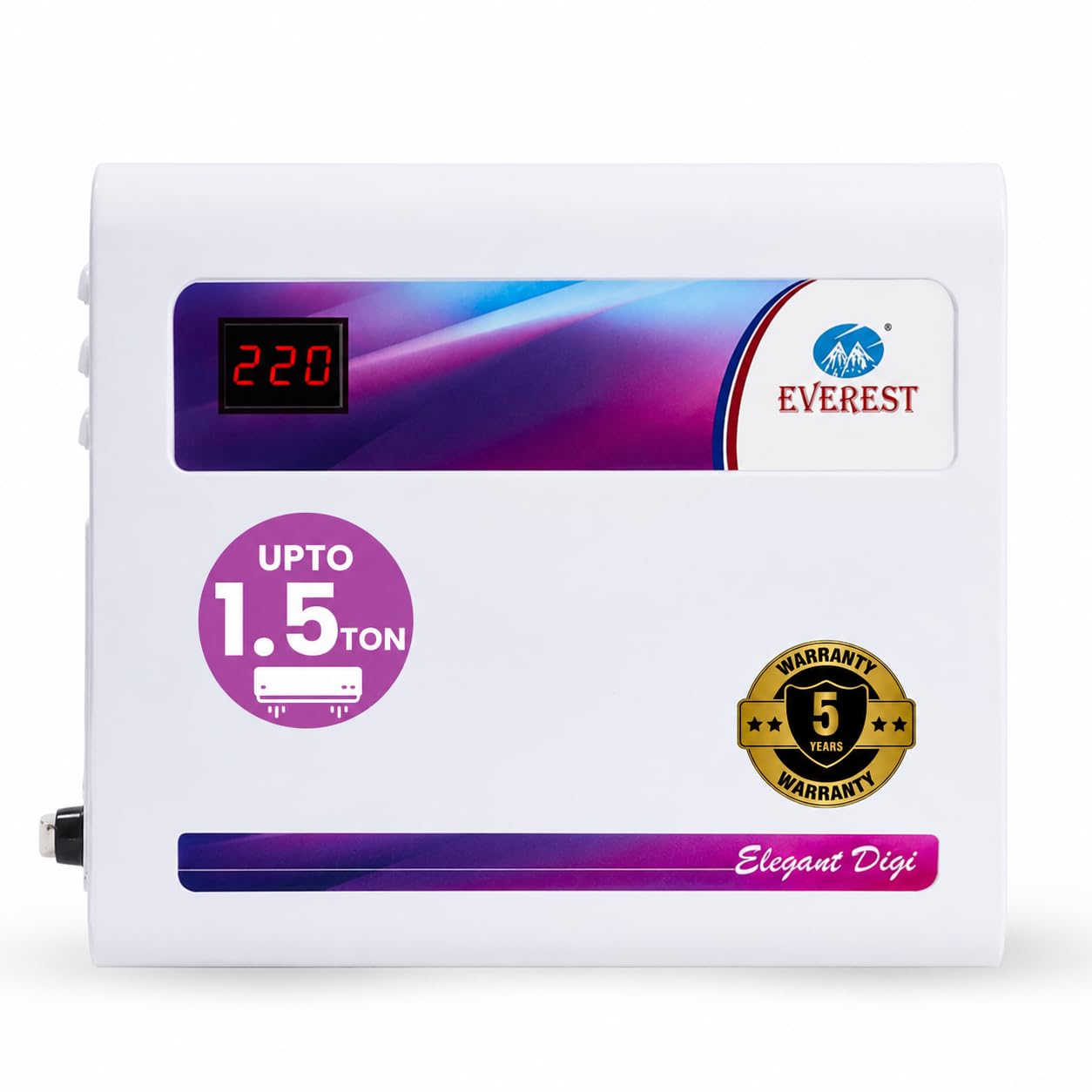 Everest EWD 400 N Elegant Digi Double Booster Inverter AC & Normal AC Voltage Digital Display Stabilizer Used Upto 1.5 Ton AC Working Range (150 V to 270 V) White 1