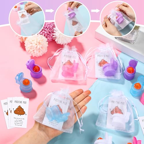 HyDren 24 Sets Funny Positive Poo Gifts Mini Gag Toilet Toys Support Cards with Bags for Employee Appreciation Party Favors White Elephant Gifts Adults Stress Relief Poop Bulk