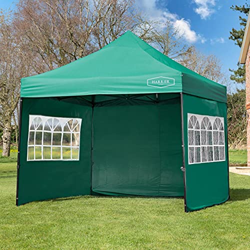 Harrier Tonnelle de Jardin Pliante [3 m x 3 m] | Options de Couleur & Murs (Toit + 2X Fenêtres + 1x Mur Simple + 1x Porte, Vert)