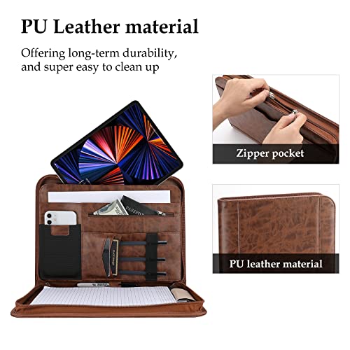 ProCase Portfolio Business Padfolio Folder with Zipper -Brown by ProCase - Image 4