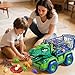 Guminnara 22 in 1 Toddler T-rex Dinosaur Truck Toy Set for Kids Boys 3-5 5-7, Tyrannosaurus Carrier Transport Truck with 18 Jurassic Dino Figures, Birthday Toy for Boys Girls 3 4 5 6 7 Years Old
