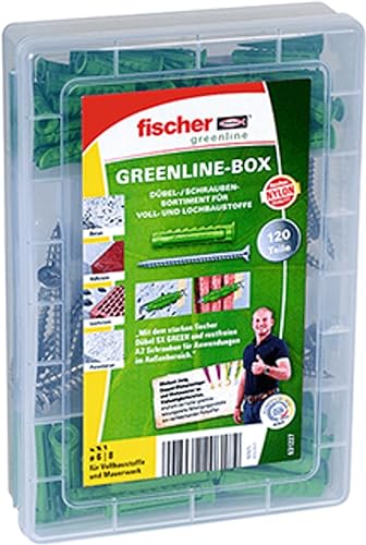 fischer Meister-Box Rund ums Haus rostfrei, 120-teiliges Dübel- und Schraubenset mit passenden Edelstahlschrauben, 6-8 mm Durchmesser, 35-40 mm Länge, für Heimwerker und Profis, GreenLine fischer Meister-Box Rund ums Haus rostfrei, 120-teiliges Dübel- und Schraubenset mit passenden Edelstahlschrauben, 6-8 mm Durchmesser, 35-40 mm Länge, für Heimwerker und Profis, GreenLine