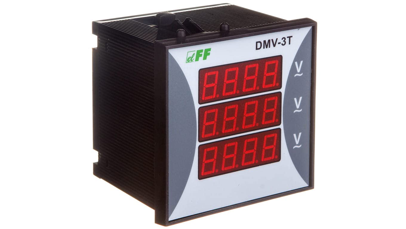 F&F Schwarz Voltmeter 3-Phasen Digital Modular 100-300V Ac Genauigkeit 0,5% Truerms Dmv-3T