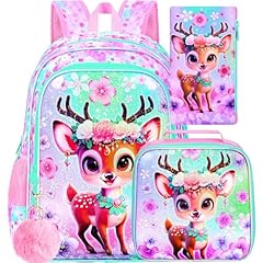 New Uv Printing Girls Deer Backpack Set