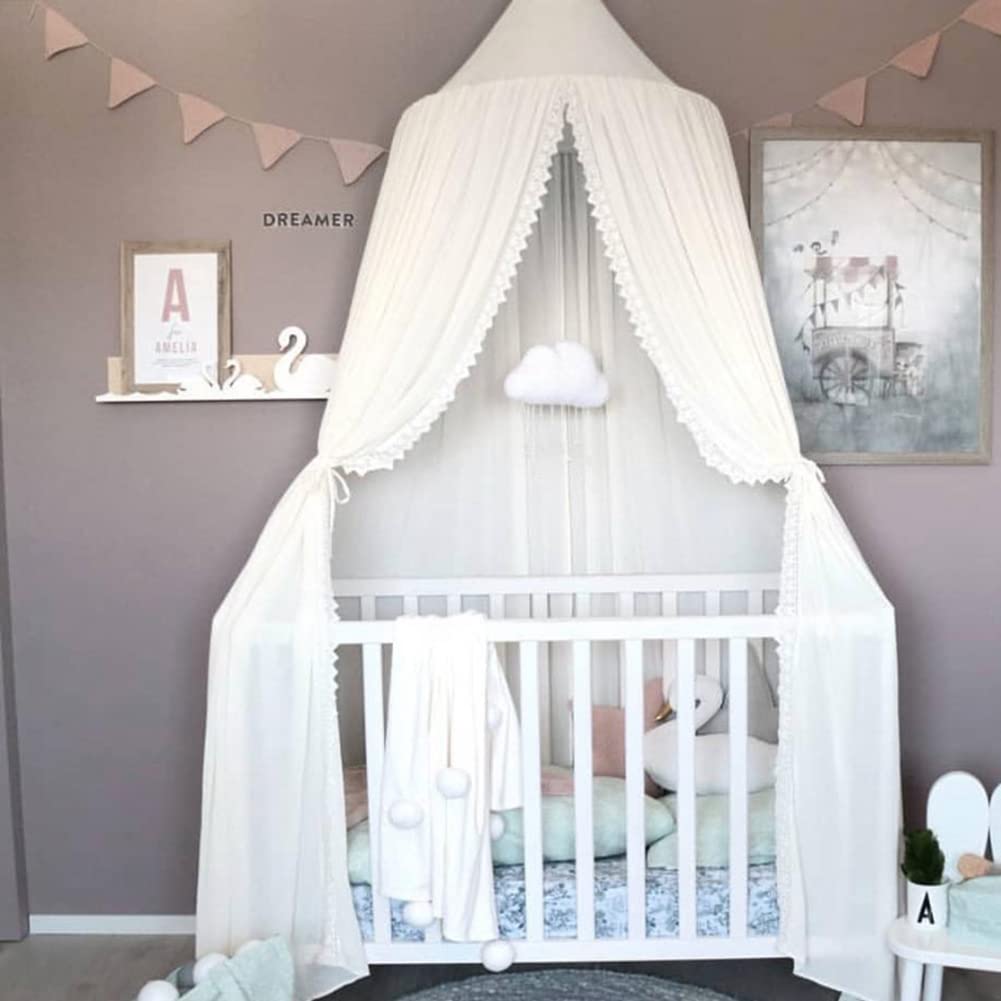 Betthimmel, Baby Baldachin Betthimmel Kinder Bett Aus Chiffon Insektennetz Deko Moskitonetz für Kinderbett Hängende Moskiton für Schlafzimmer Ankleidezimmer Spiel Lesen Zeit,Weiß,(Höhe: 240cm)