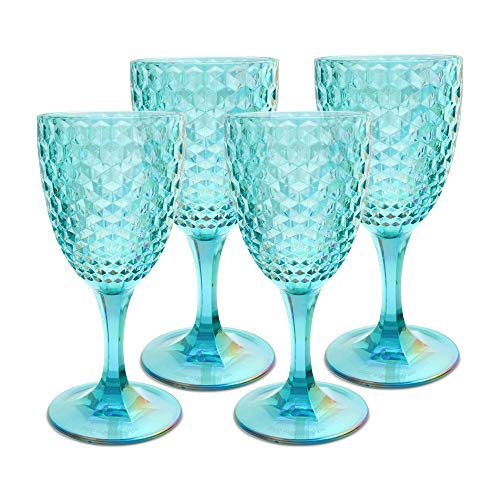 Laguna Beach Wine Glass Blue, 12oz, set of 4, Shatterproof Tritan Drinking Glasses